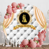 Aperturee - Aperturee Champagne Gold Curtain Photo Round Wedding Backdrop